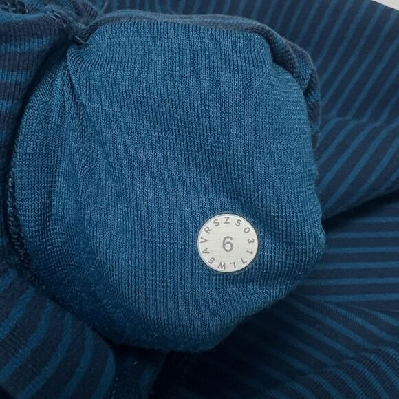 Lululemon Wunder Under High-Rise Stripe Leggings Teal Blue Athletic Pants Size 6 - Picture 8 of 8